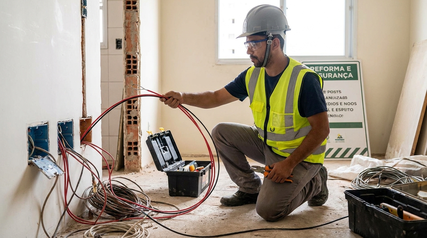 Substituição de fios antigos em Mogi das Cruzes‑SP